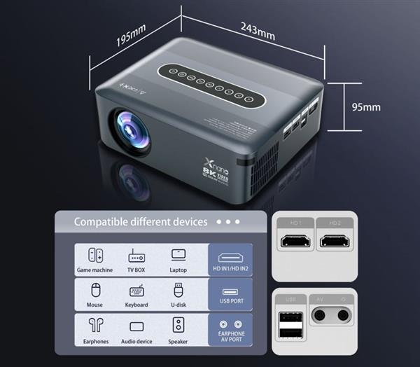 Grote foto beamer projector 4k 8k dolby android 12.000 lumen wifi 5g bt5.0 zwart audio tv en foto videoprojectoren