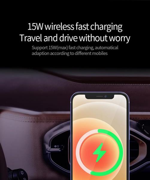 Grote foto draadloze oplader lader magneet auto houder draadloos zwart telecommunicatie opladers en autoladers