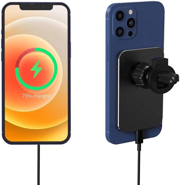 Grote foto draadloze oplader lader magneet auto houder draadloos zwart telecommunicatie opladers en autoladers