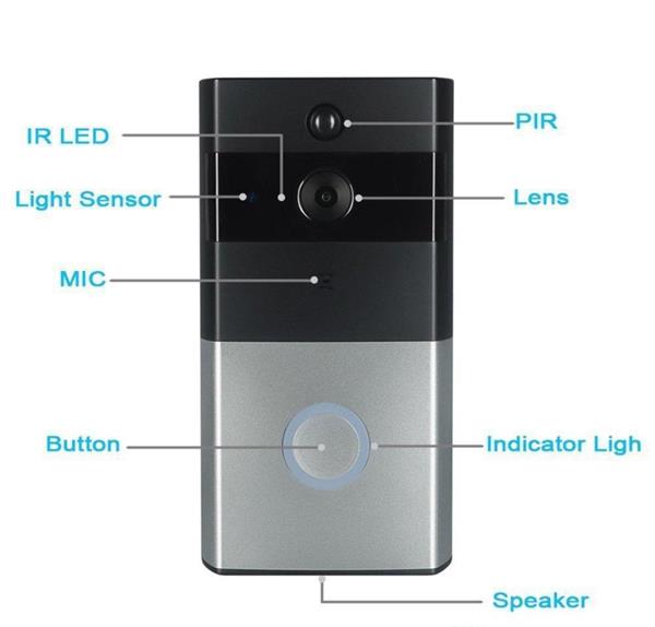 Grote foto wifi deurbel intercom video camera deur bel draadloos ring zilver zwart doe het zelf en verbouw inbraaksystemen