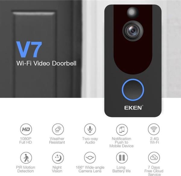 Grote foto wifi deurbel intercom video camera deur bel ring eken v7 app doe het zelf en verbouw inbraaksystemen