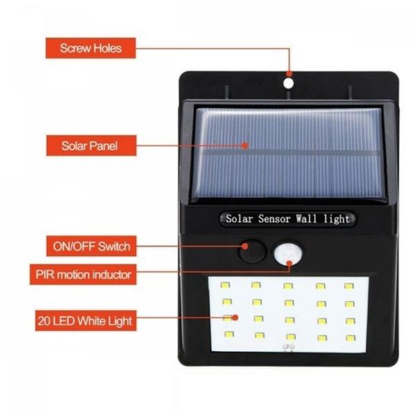 Grote foto solar buiten outdoor lamp tuin verlichting 20 led sensor warm wit tuin en terras overige tuin en terras