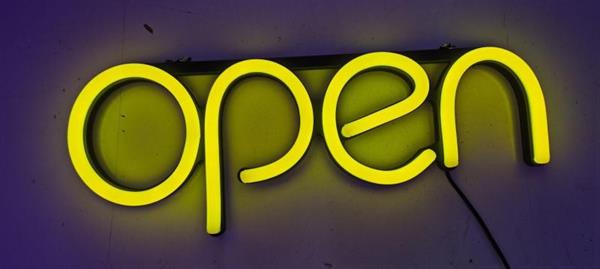 Grote foto open neon bord verlichting lamp licht kunststof 3d geel huis en inrichting overige