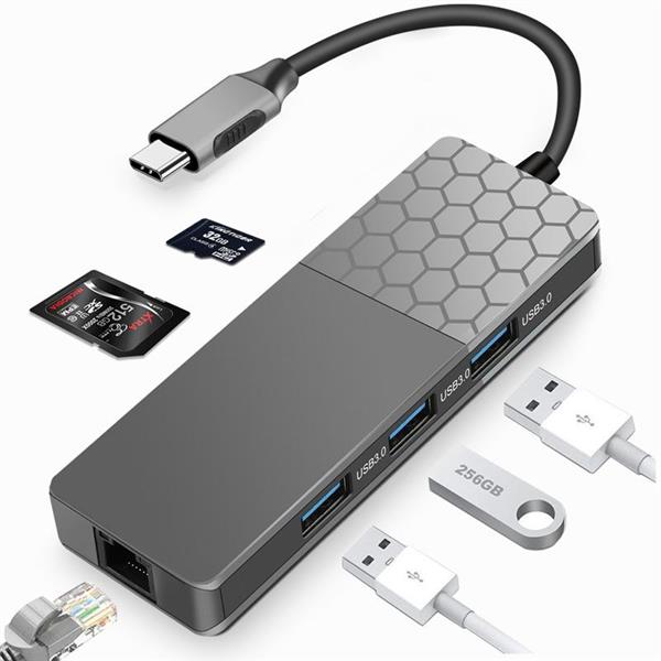 Grote foto usb c adapter hub ethernet lan usb 3.0 sd microsd kwaliteit computers en software overige computers en software