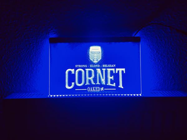 Grote foto cornet neon bord lamp led verlichting reclame lichtbak bier huis en inrichting overige