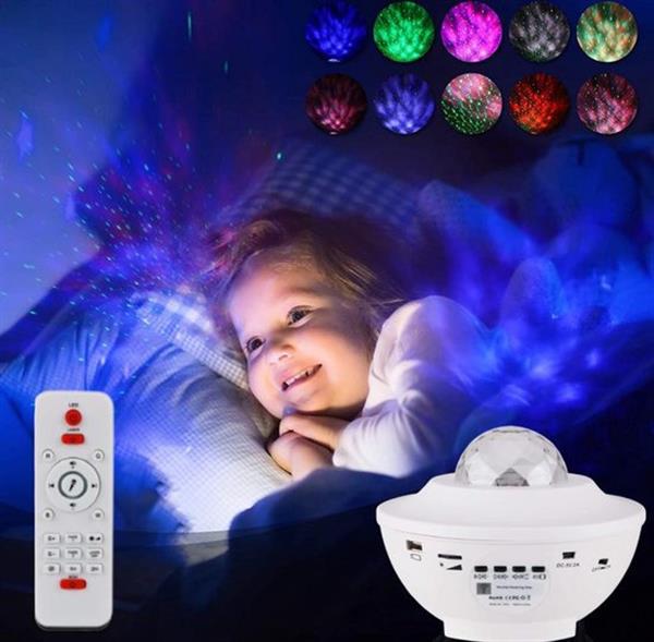 Grote foto galaxy lamp projector sterrenhemel nachtlamp sterrenhemel bluetooth wit huis en inrichting overige