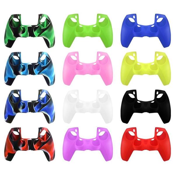 Grote foto silicone hoes skin case cover voor ps5 playstation 5 controller groen camouflage spelcomputers games overige
