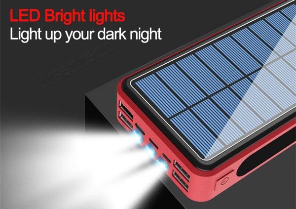 Grote foto powerbank power bank 50.000 mah snellader oplader zonnepaneel 4x usb zwart telecommunicatie batterijen en accu