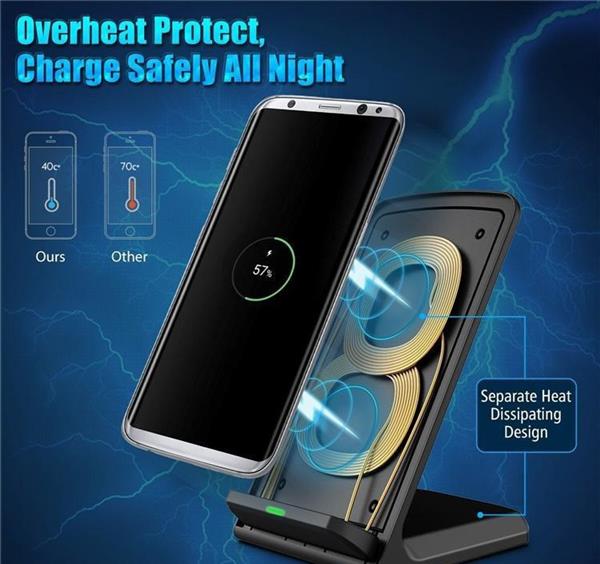 Grote foto draadloze oplader staand iphone qi lader draadloos dock snellader zwart telecommunicatie opladers en autoladers