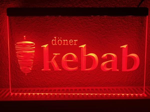 Grote foto doner kebab snackbar neon bord lamp led verlichting reclame lichtbak huis en inrichting overige
