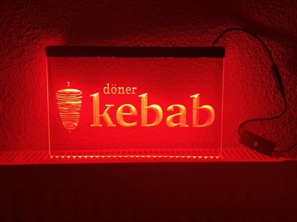 Grote foto doner kebab snackbar neon bord lamp led verlichting reclame lichtbak huis en inrichting overige