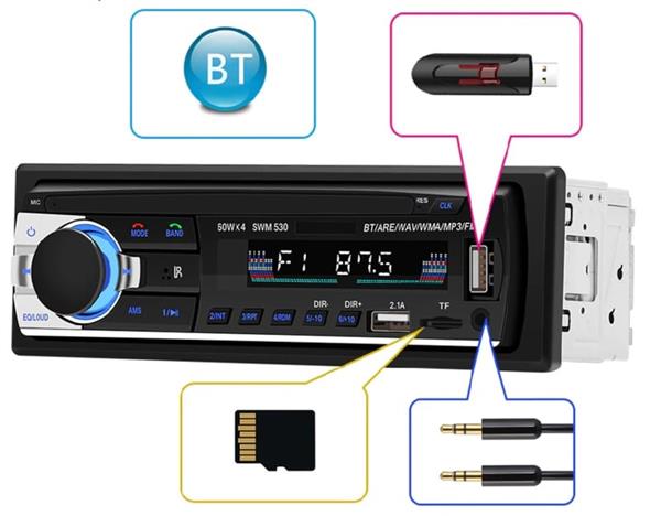 Grote foto autoradio auto radio 1din 1 din bluetooth 2x usb aux fm sd auto onderdelen autoradio