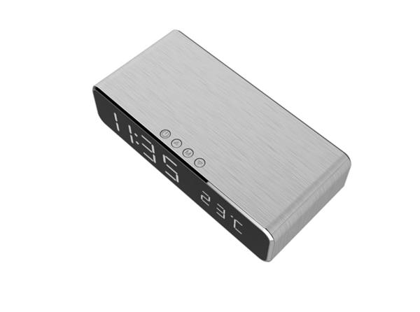 Grote foto wekker klok draadloze oplader draadloos qi snellader lader zilver telecommunicatie opladers en autoladers