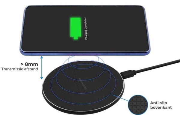 Grote foto draadloze oplader draadloos lader fast charger aluminium 10w zwart telecommunicatie opladers en autoladers
