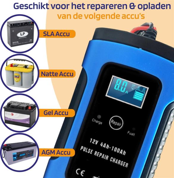 Grote foto accu druppel lader druppellader auto acculader 12v lcd display blauw auto onderdelen accessoire delen