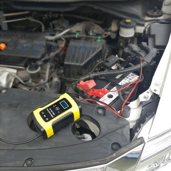 Grote foto accu druppel lader druppellader auto acculader 12v lcd display geel auto onderdelen accessoire delen
