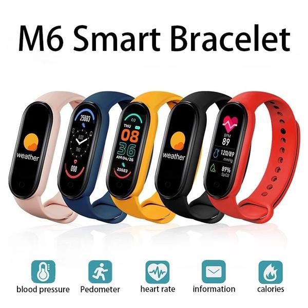 Grote foto stappenteller hartslagmeter fitness tracker band mi band 6 m6 zwart sport en fitness overige sport en fitness