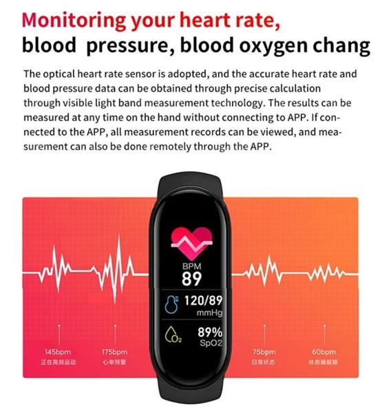 Grote foto stappenteller hartslagmeter fitness tracker band mi band 6 m6 geel sport en fitness overige sport en fitness