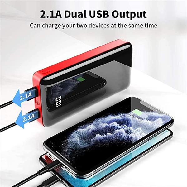 Grote foto powerbank 30.000 mah oplader snellader micro usb c led display rood zwart telecommunicatie batterijen en accu
