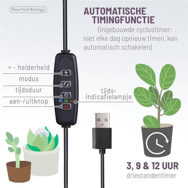 Grote foto led kweeklamp kweek groei bloei lamp planten timer 2x arm tuin en terras overige tuin en terras