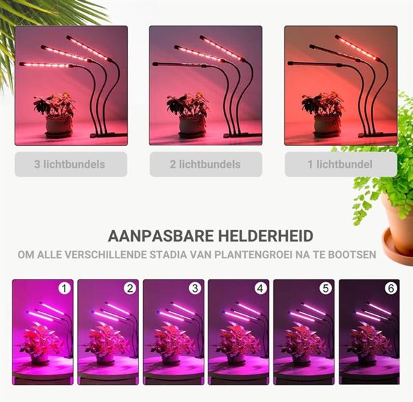 Grote foto led kweeklamp kweek groei bloei lamp planten timer 2x arm tuin en terras overige tuin en terras