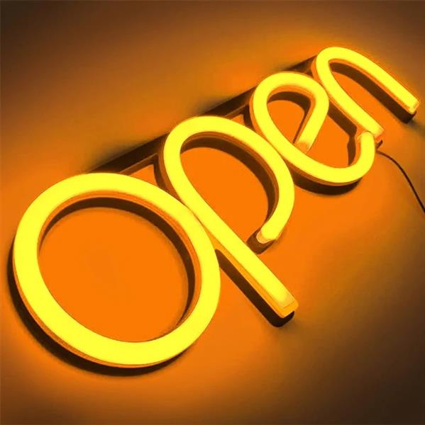 Grote foto open neon bord verlichting lamp licht kunststof 3d oranje huis en inrichting overige