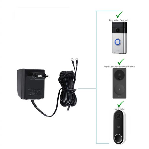 Grote foto stekker adapter video deurbel voeding ring eken eufy 3m huis en inrichting woningdecoratie