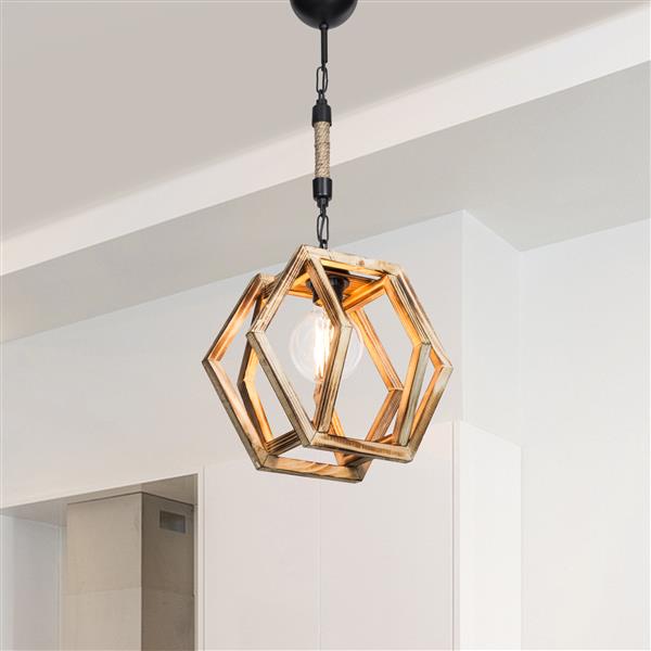 Grote foto lux.pro hanglamp cheltenham e27 zwart houtkleurig en jute huis en inrichting overige