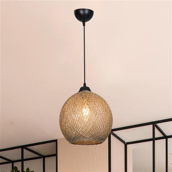 Grote foto lux.pro hanglamp lisburn e27 zwart en jute huis en inrichting overige