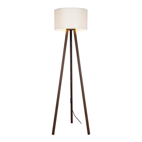 Grote foto lux.pro staande lamp vloerlamp keynes e27 walnootkleurig en creme huis en inrichting overige