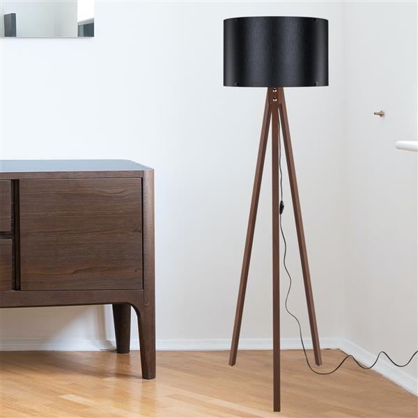 Grote foto lux.pro staande lamp vloerlamp guildford e27 walnootkleurig en zwart huis en inrichting overige