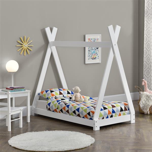 Grote foto kinderbed onejda tipi grenen met bedbodem 70x140 cm wit huis en inrichting overige
