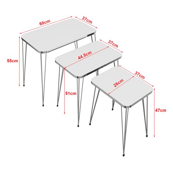 Grote foto en.casa bijzettafel sams set van 3 wit en zilverkleurig huis en inrichting eettafels