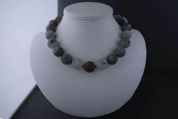 Grote foto grijze agaat ketting oorhanger set sieraden tassen en uiterlijk kettingen