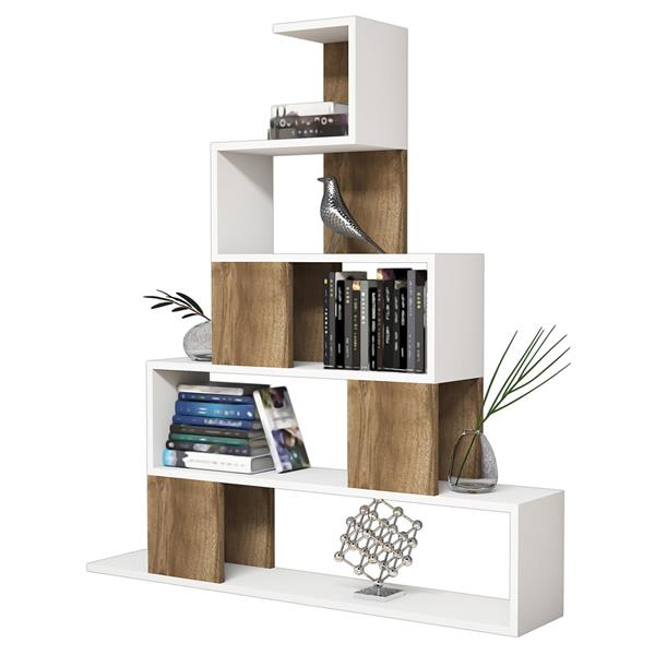 Grote foto en.casa boekenkast schap hals 131x120x22 cm wit walnootkleurig huis en inrichting overige