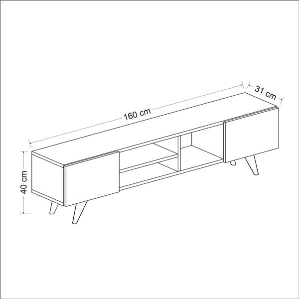 Grote foto en.casa tv meubel assens 160x31x40 cm eiken en zwart huis en inrichting overige