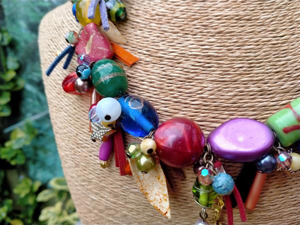 Grote foto korte ibiza style ketting in herfsttinten sieraden tassen en uiterlijk kettingen