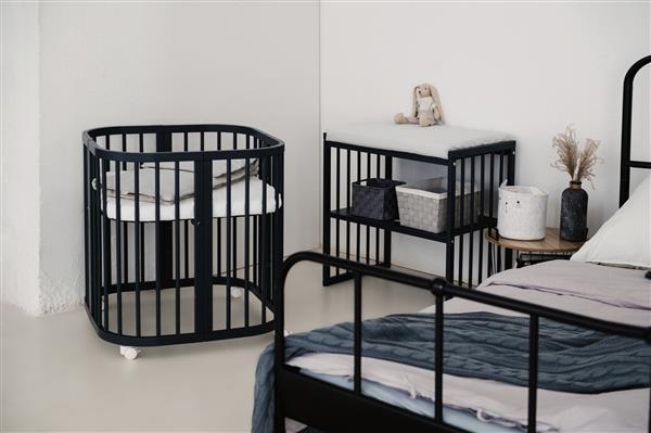 Grote foto multifunctioneel 7 in 1 babybed peuterbed antraciet incl. matras antraciet kinderen en baby complete kinderkamers