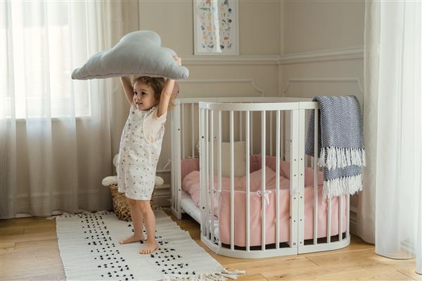 Grote foto multifunctioneel 7 in 1 babybed peuterbed wit incl. matras wit kinderen en baby complete kinderkamers