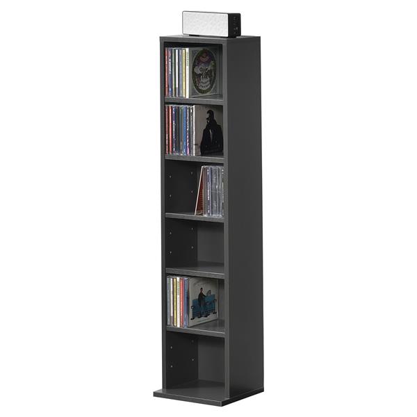 Grote foto cd dvd kast vakkenkast met 6 planken 90x20x20 cm donkergrijs huis en inrichting overige
