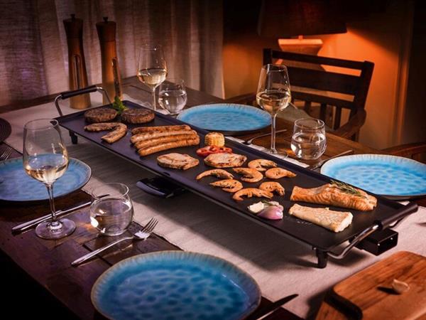 Grote foto bestron xxl teppanyaki bakplaat voor 8 personen tafelgrill electrisch met antiaanbaklaag grillplaa huis en inrichting keukenbenodigdheden