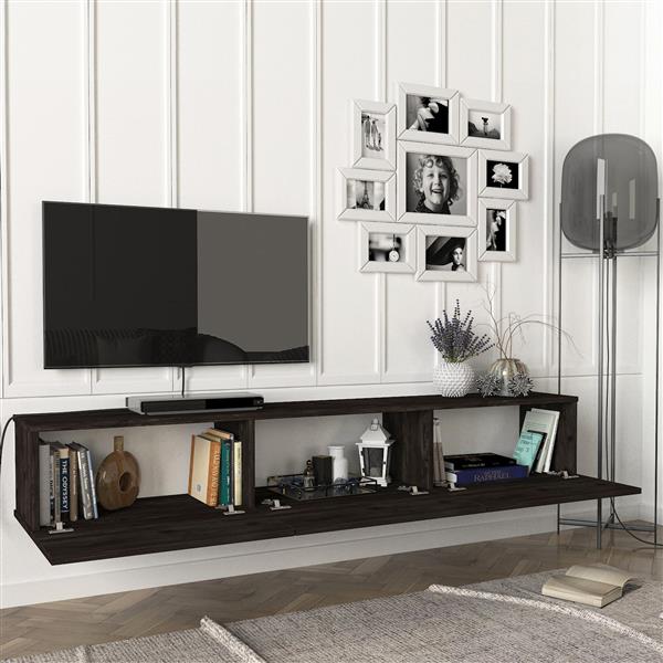 Grote foto en.casa tv meubel vihti zwevend 180x31x29 5 cm eiken zwart huis en inrichting overige