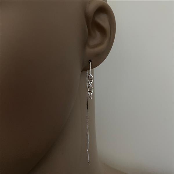 Grote foto zilveren dna threader doortrekoorbellen sieraden tassen en uiterlijk oorbellen