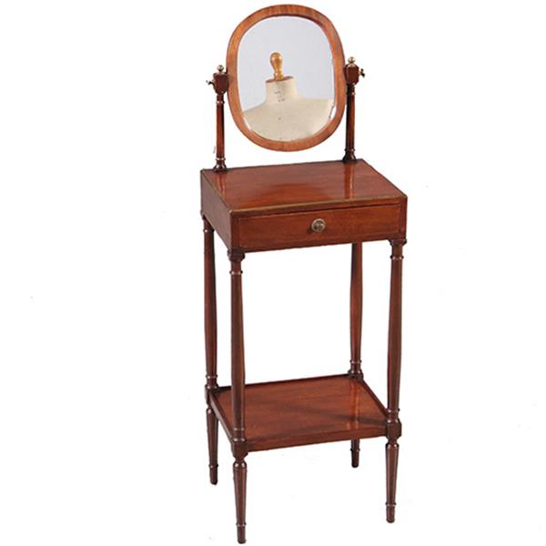 Grote foto antiek nachttafeltje of kleine poudreuse ca 1850 mahonie met kantelbare spiegel no.891525 antiek en kunst stoelen en banken