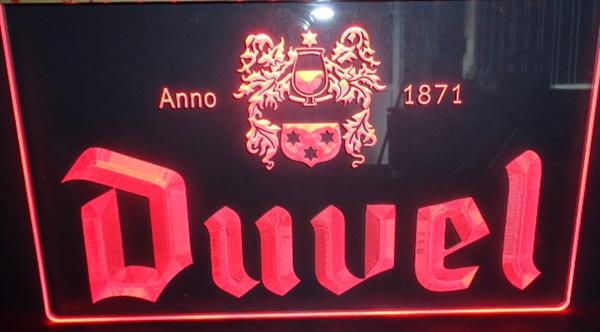 Grote foto duvel neon bord lamp led verlichting reclame lichtbak bier huis en inrichting overige