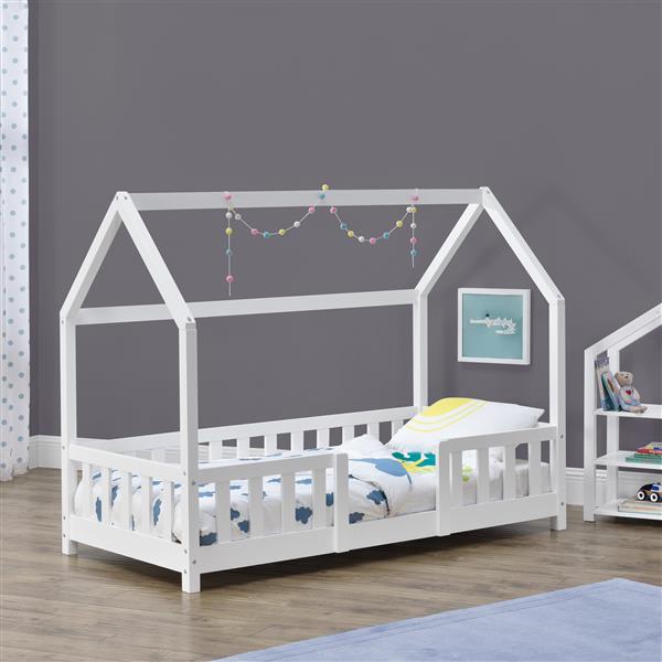 Grote foto kinderbed sisimiut met uitvalbeveiliging 70x140 cm wit huis en inrichting overige