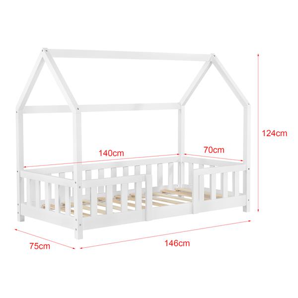 Grote foto kinderbed sisimiut met uitvalbeveiliging 70x140 cm wit huis en inrichting overige