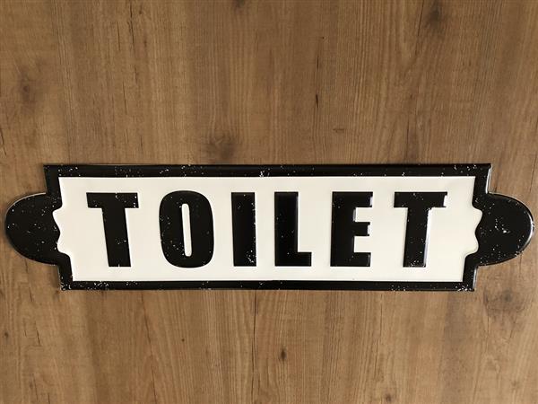 Grote foto wandbord naamplaat xl met tekst toilet in old look. doe het zelf en verbouw materialen en producten