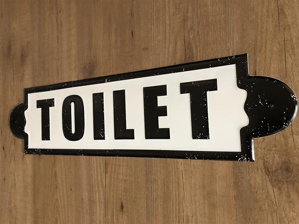 Grote foto wandbord naamplaat xl met tekst toilet in old look. doe het zelf en verbouw materialen en producten
