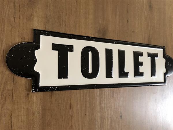 Grote foto wandbord naamplaat xl met tekst toilet in old look. doe het zelf en verbouw materialen en producten